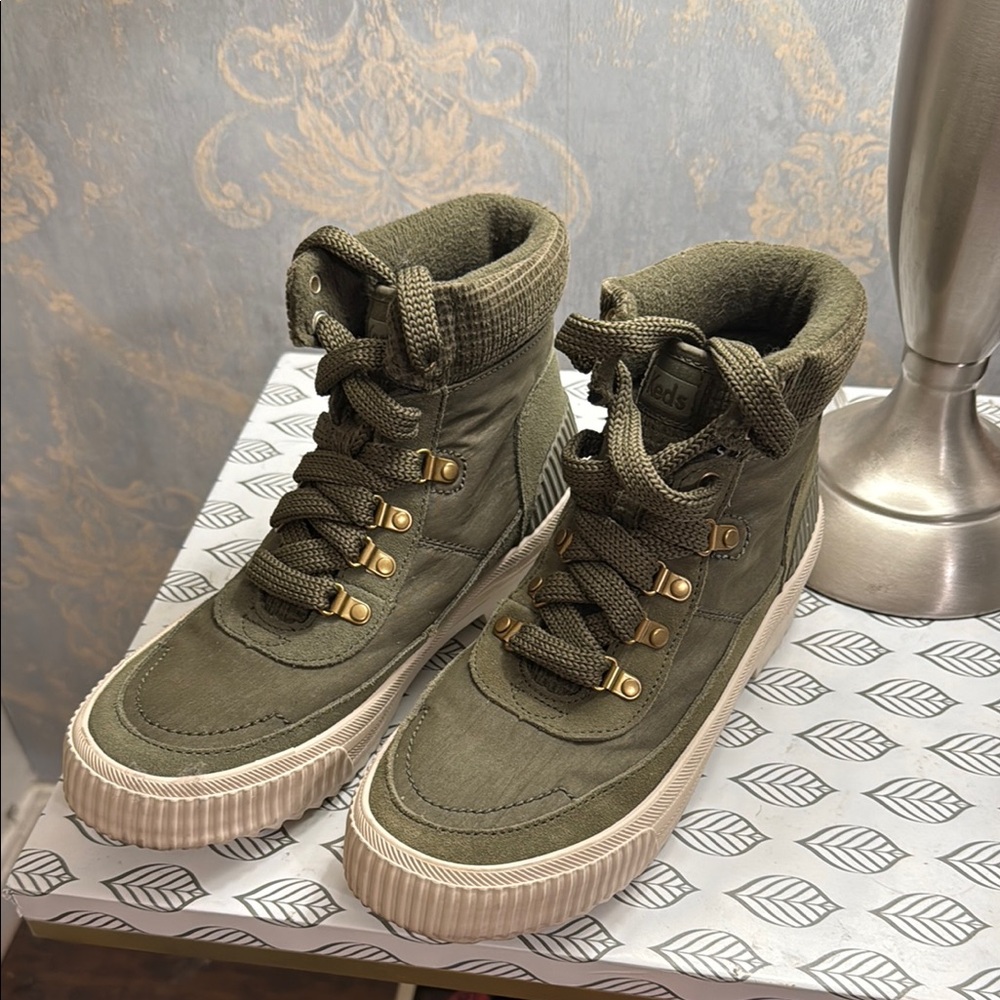 Keds Green Canvas Sneakers with Vulcanized Sole